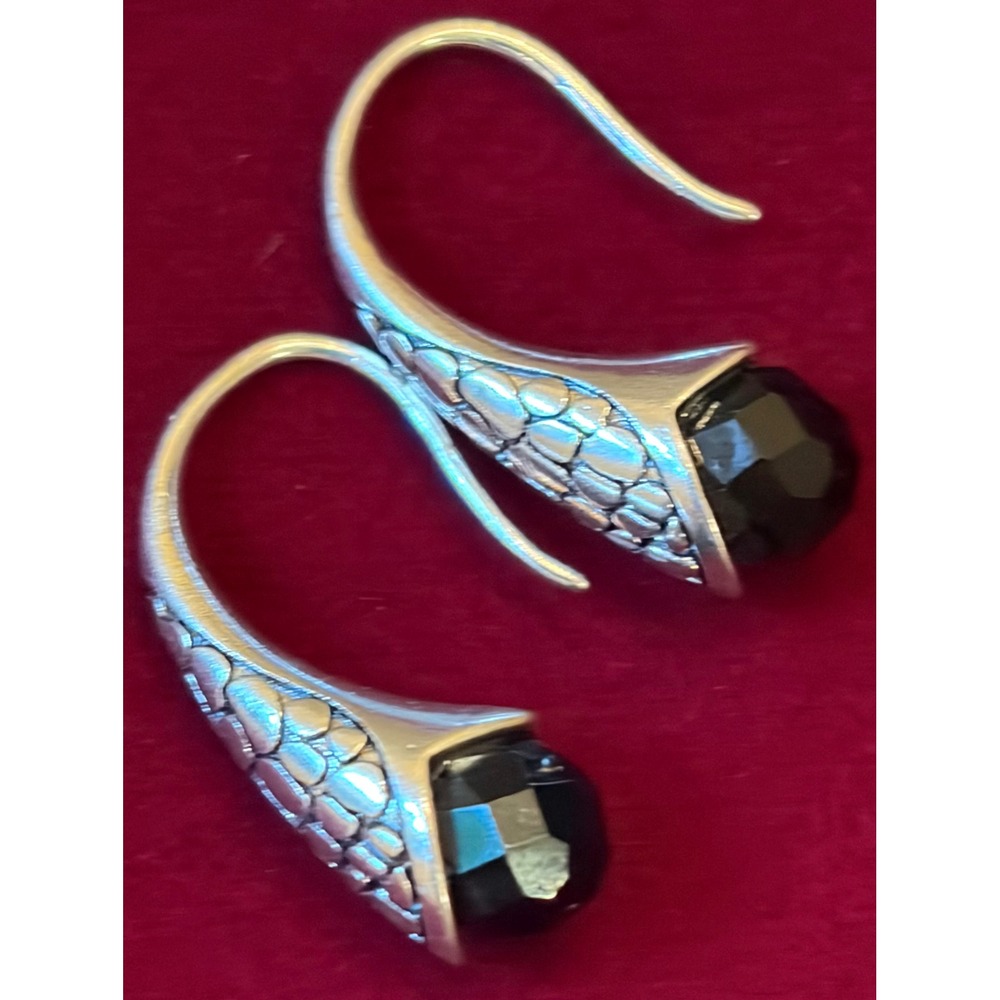 NWOT NOVICA Artisan Handcrafted Black Onyx Drop Earrings in Sterling Silver